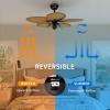 imageYITAHOME Tropical Ceiling Fan with LED Light and Remote 52 Inch Palm Leaf Fan for Home with Clear Seeded Glass Reversible DC Quiet Motor Memory Function for Porch Farmhouse IndoorLight wood grain 1