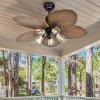 imageYITAHOME Tropical Ceiling Fan with LED Light and Remote 52 Inch Palm Leaf Fan for Home with Clear Seeded Glass Reversible DC Quiet Motor Memory Function for Porch Farmhouse IndoorDark wood grain