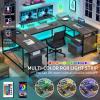 imageYITAHOME U Shaped Desk with Power Outlets ampamp LED Lights 79quot Reversible L Shaped Desk with Drawers Corner Computer Desk Office Desk with Monitor Stand ampamp Storage Shelves BlackGrey