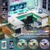 imageYITAHOME U Shaped Desk with Power Outlets ampamp LED Lights 79quot Reversible L Shaped Desk with Drawers Corner Computer Desk Office Desk with Monitor Stand ampamp Storage Shelves BlackWhite  Gold