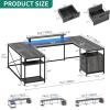imageYITAHOME U Shaped Desk with Power Outlets ampamp LED Lights 79quot Reversible L Shaped Desk with Drawers Corner Computer Desk Office Desk with Monitor Stand ampamp Storage Shelves BlackGrey