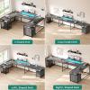 imageYITAHOME U Shaped Desk with Power Outlets ampamp LED Lights 79quot Reversible L Shaped Desk with Drawers Corner Computer Desk Office Desk with Monitor Stand ampamp Storage Shelves BlackGrey