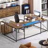 imageYITAHOME U Shaped Desk with Power Outlets ampamp LED Lights 79quot Reversible L Shaped Desk with Drawers Corner Computer Desk Office Desk with Monitor Stand ampamp Storage Shelves BlackRustic Brown