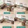 imageYITAHOME U Shaped Desk with Power Outlets ampamp LED Lights 79quot Reversible L Shaped Desk with Drawers Corner Computer Desk Office Desk with Monitor Stand ampamp Storage Shelves BlackRustic Brown