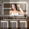 imageYITAHOME Vanity Desk Set L Makeup Vanity with Mirror and Lights 3 Lighting Modes 48quot Large Dressing Table with 5 Tempered Glass Drawers with Open Storage Shelves Vanity Table White UpgradedWhite