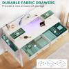 imageYITAHOME Vanity Desk Set with LED Mirror ampamp Charging Station 4Drawer Makeup Table with Light Strip and Stool Modern Dressing TableWhite