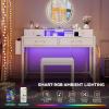 imageYITAHOME Vanity Desk Set with LED Mirror ampamp Charging Station 4Drawer Makeup Table with Light Strip and Stool Modern Dressing TableWhite