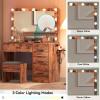 imageYITAHOME Vanity Desk Set with Lighted Mirror Makeup Vanity with Power Outlets ampamp Storage Drawers Vanity Set with StoolBrown