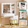 imageYITAHOME Vanity Desk with 22quot Mirror LED Lights and Power Outlet Makeup Table with 4 Drawers Adjustable 3 Lighting Colors Vanity Table with Open Storage Shelves for Bedroom Dressing Room WhiteWhite