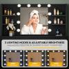 imageYITAHOME Vanity Desk with 22quot Mirror LED Lights and Power Outlet Makeup Table with 4 Drawers Adjustable 3 Lighting Colors Vanity Table with Open Storage Shelves for Bedroom Dressing Room WhiteBlack