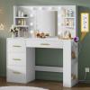 imageYITAHOME Vanity Desk with 22quot Mirror LED Lights and Power Outlet Makeup Table with 4 Drawers Adjustable 3 Lighting Colors Vanity Table with Open Storage Shelves for Bedroom Dressing Room WhiteWhite