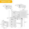 imageYITAHOME Vanity Desk with 22quot Mirror LED Lights and Power Outlet Makeup Table with 4 Drawers Adjustable 3 Lighting Colors Vanity Table with Open Storage Shelves for Bedroom Dressing Room WhiteWhite