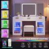 imageYITAHOME Vanity Desk with Large 35quot Mirror and LED LightsIce White