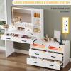 imageYITAHOME Vanity Desk with Mirror RGB LED Light and Charging Station Large 65quot Makeup Vanity Mirror with 3 Lights Mode and Brightness Adjusted Lots Storage Space10 Drawers 4 Storage Shelves BlackWhite