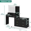 imageYITAHOME Vanity Desk with Mirror RGB LED Light and Charging Station Large 65quot Makeup Vanity Mirror with 3 Lights Mode and Brightness Adjusted Lots Storage Space10 Drawers 4 Storage Shelves BlackBlack