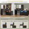 imageYITAHOME Vanity Desk with Mirror RGB LED Light and Charging Station Large 65quot Makeup Vanity Mirror with 3 Lights Mode and Brightness Adjusted Lots Storage Space10 Drawers 4 Storage Shelves BlackBlack