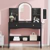 imageYITAHOME Vanity Desk with Mirror ampamp Light Makeup Vanity Table with Power Outlets and Jewelry Organizers Cabinet Dressing Table with Hair Dryer Rack 2 Drawers Cute Curved Design for Bedroom Black