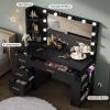 imageYITAHOME Vanity Desk with Mirror ampamp Lights Makeup Vanity Table Set with Power Outlet 4 Drawers 6 Open Shelves Above and 3 Adjustable Shelves Below 3 Lighting Modes Dressing Table for Bedroom PinkBlack
