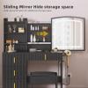 imageYITAHOME Vanity Desk with Mirror ampamp Power Outlet Fluted Vanity Table Set with Hidden Jewelry Storage Big Makeup Desk with 4 Drawers Dressing Table with Cushion Stool 3 Lighting Color Modes Black