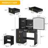 imageYITAHOME Vanity Desk with Mirror ampamp Power Outlet Fluted Vanity Table Set with Hidden Jewelry Storage Big Makeup Desk with 4 Drawers Dressing Table with Cushion Stool 3 Lighting Color Modes Black