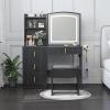 imageYITAHOME Vanity Desk with Mirror ampamp Power Outlet Fluted Vanity Table Set with Hidden Jewelry Storage Big Makeup Desk with 4 Drawers Dressing Table with Cushion Stool 3 Lighting Color Modes Black