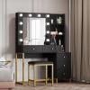 imageYITAHOME Vanity Desk with Mirror ampamp Power Outlet Luxury Vanity Table Set with Hidden Jewelry Storage Big Makeup Desk with 5 Drawers Dressing Table with Cushion Stool 3 Lighting Color Modes Black
