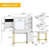 imageYITAHOME Vanity Desk with Mirror ampamp Power Outlet Luxury Vanity Table Set with Hidden Jewelry Storage Big Makeup Desk with 5 Drawers Dressing Table with Cushion Stool 3 Lighting Color Modes White