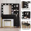 imageYITAHOME Vanity Desk with Mirror ampamp Power Outlet Luxury Vanity Table Set with Hidden Jewelry Storage Big Makeup Desk with 5 Drawers Dressing Table with Cushion Stool 3 Lighting Color Modes Black