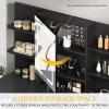 imageYITAHOME Vanity Desk with Mirror ampamp Power Outlet Makeup Table with 2 Drawers 5 Open Shelves ampamp Hair Dryer Storage Stool 3 Models LED Light Vanity Set for Bedroom WhiteBlack