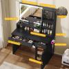 imageYITAHOME Vanity Desk with Mirror and Light Makeup Vanity Set with Jewelry Organizer Drawers Cabinet and Lots Shelves 3 Color Adjustable Lighting Dressing Table for Bedroom Dressing Room Black