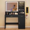 imageYITAHOME Vanity Desk with Mirror and Light Makeup Vanity Set with Jewelry Organizer Drawers Cabinet and Lots Shelves 3 Color Adjustable Lighting Dressing Table for Bedroom Dressing Room Black