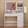 imageYITAHOME Vanity Desk with Mirror and Light Makeup Vanity Set with Jewelry Organizer Drawers Cabinet and Lots Shelves 3 Color Adjustable Lighting Dressing Table for Bedroom Dressing Room White