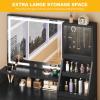 imageYITAHOME Vanity Desk with Mirror and Light Makeup Vanity Set with Jewelry Organizer Drawers Cabinet and Lots Shelves 3 Color Adjustable Lighting Dressing Table for Bedroom Dressing Room Black