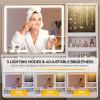 imageYITAHOME Vanity Desk with Mirror and Light Makeup Vanity Set with Jewelry Organizer Drawers Cabinet and Lots Shelves 3 Color Adjustable Lighting Dressing Table for Bedroom Dressing Room White