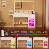 imageYITAHOME Vanity Desk with Mirror and Lights ampamp Extral Foldable Desk Makeup Desk with 395inch Mirror ampamp Power Outlets Vanity Table Set with with RGB Cabinet for Bedroom Dressing Room WhiteWhite
