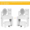 imageYITAHOME Vanity Desk with Mirror and Lights ampamp Hidden Jewelry Storage Shelves Makeup Vanity Table with Stool and Plug Outlet 3 Drawers and 6 Open Shelves Dressing Table for Bedroom White and GoldWhite