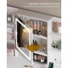 imageYITAHOME Vanity Desk with Mirror and Lights ampamp Hidden Jewelry Storage Shelves Makeup Vanity Table with Stool and Plug Outlet 3 Drawers and 6 Open Shelves Dressing Table for Bedroom White and GoldBeige White