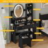 imageYITAHOME Vanity Desk with Mirror and Lights ampamp Hidden Jewelry Storage Shelves Makeup Vanity Table with Stool and Plug Outlet 3 Drawers and 6 Open Shelves Dressing Table for Bedroom White and GoldBlack