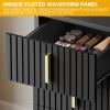 imageYITAHOME Vanity Desk with Mirror and Power Outlet Fluted Vanity Table Set with Hidden Jewelry Storage Big Makeup Desk with 4 Drawers Black Dressing Table with Cushion Stool 3 Lighting Color ModesBlack