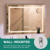 imageYITAHOME Vanity Mirror with Lights and Bluetooth Speaker ampamp Wireless Charger 28quotx22quot LED Makeup Mirror Lighted Makeup Mirror with Lights Touch Screen with Dimmable 16 Bulbs USB TypeC Charging PortWhitephone Rack  Speaker
