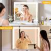 imageYITAHOME Vanity Mirror with Lights and Bluetooth Speaker ampamp Wireless Charger 28quotx22quot LED Makeup Mirror Lighted Makeup Mirror with Lights Touch Screen with Dimmable 16 Bulbs USB TypeC Charging PortWhiteround Corner  Bluetooth