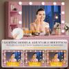 imageYITAHOME Vanity with Mirror and Lights Makeup Vanity Table with Charging Station Cute Vanity Set with Comfortable Bench Big Makeup Desk with 3 Storage Shelves 395inch Pink