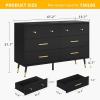 imageYITAHOME White 6 Drawer Dresser Entertainment Center Console Table with Metal Handles ampamp AntiTipping Device TV Stand for 55 Inch TV for Living RoomBlack