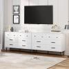 imageYITAHOME White 6 Drawer Dresser Entertainment Center Console Table with Metal Handles ampamp AntiTipping Device TV Stand for 55 Inch TV for Living RoomWhtie