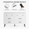 imageYITAHOME White 6 Drawer Dresser Entertainment Center Console Table with Metal Handles ampamp AntiTipping Device TV Stand for 55 Inch TV for Living RoomWhtie