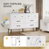 imageYITAHOME White 6 Drawer Dresser Entertainment Center Console Table with Metal Handles ampamp AntiTipping Device TV Stand for 55 Inch TV for Living RoomWhtie