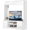 imageYITAHOME White Wall Unit Entertainment Center Modern TV Stand for 65 Inch TV Tall TV Stand with Power Outlets ampamp Adjustable Storage Cabinet High Gloss Media Console Table for Living Room WhiteWhite