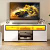 imageYITAHOME White Wall Unit Entertainment Center Modern TV Stand for 65 Inch TV Tall TV Stand with Power Outlets ampamp Adjustable Storage Cabinet High Gloss Media Console Table for Living Room WhiteWhite  Black