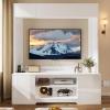 imageYITAHOME White Wall Unit Entertainment Center Modern TV Stand for 65 Inch TV Tall TV Stand with Power Outlets ampamp Adjustable Storage Cabinet High Gloss Media Console Table for Living Room WhiteWhite