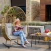imageYITAHOME Wicker Egg Chair  Outdoor Rocking Chair for Patio GreyGrey
